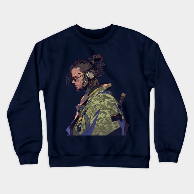 Cyberpunk weather-beaten Samurai Crewneck Sweatshirt by UKnowWhoSaid